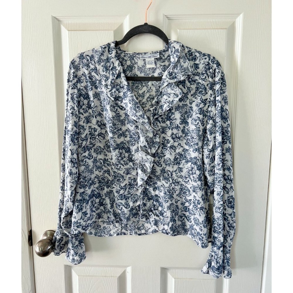 VINTAGE 100% Silk Ruffle Blouse